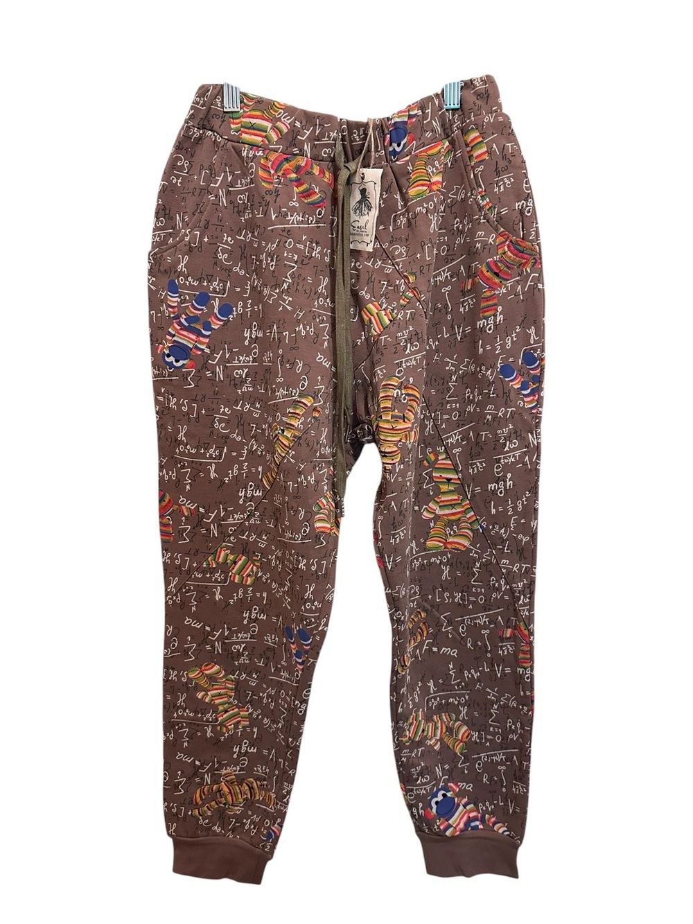 easel Brown Printed Joggers with Sock Monkeys
